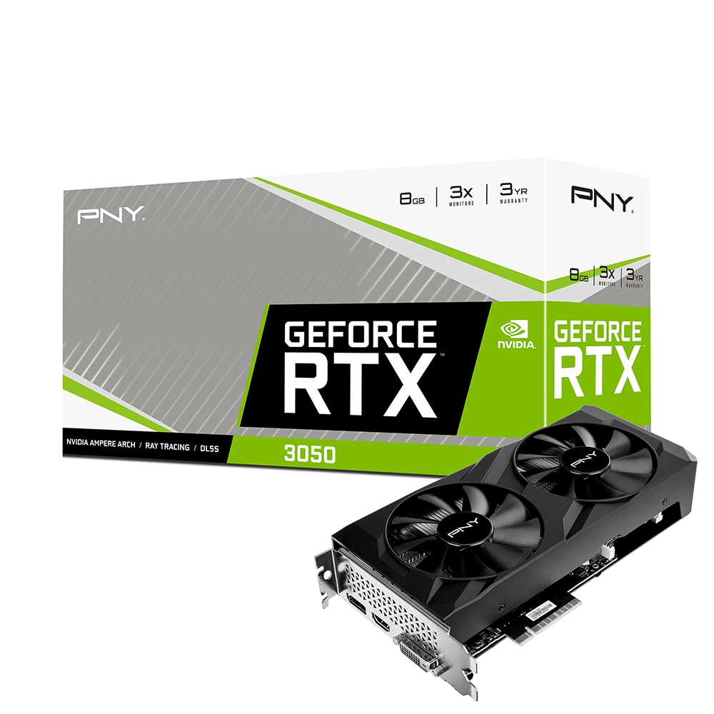 Cạc màn hình PNY Geforce RTX 3050 8GB Verto Dual Fan GDDR6 PCIe 4.0 (VCG30518DFBPB1)